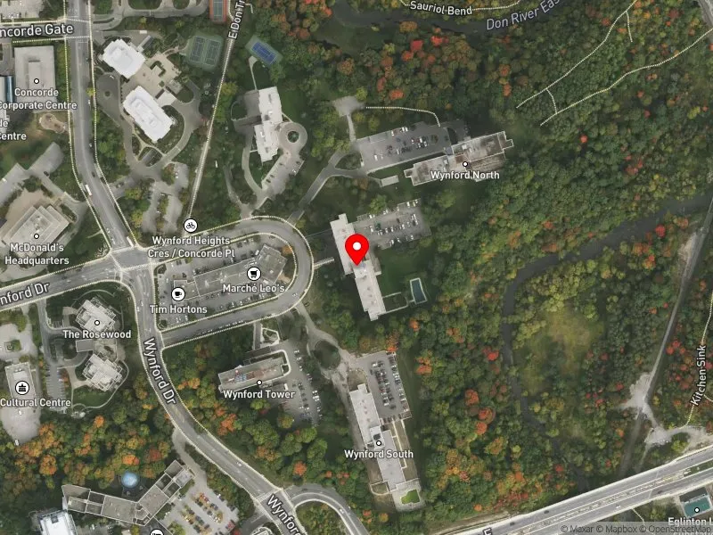 RentSafeTO apartment evaluation satellite view of 55 WYNFORD HEIGHTS CRES in Don Valley East, Toronto