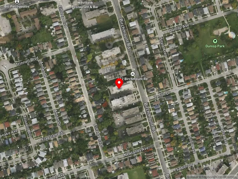 RentSafeTO apartment evaluation satellite view of 550 BIRCHMOUNT RD in Scarborough Southwest, Toronto