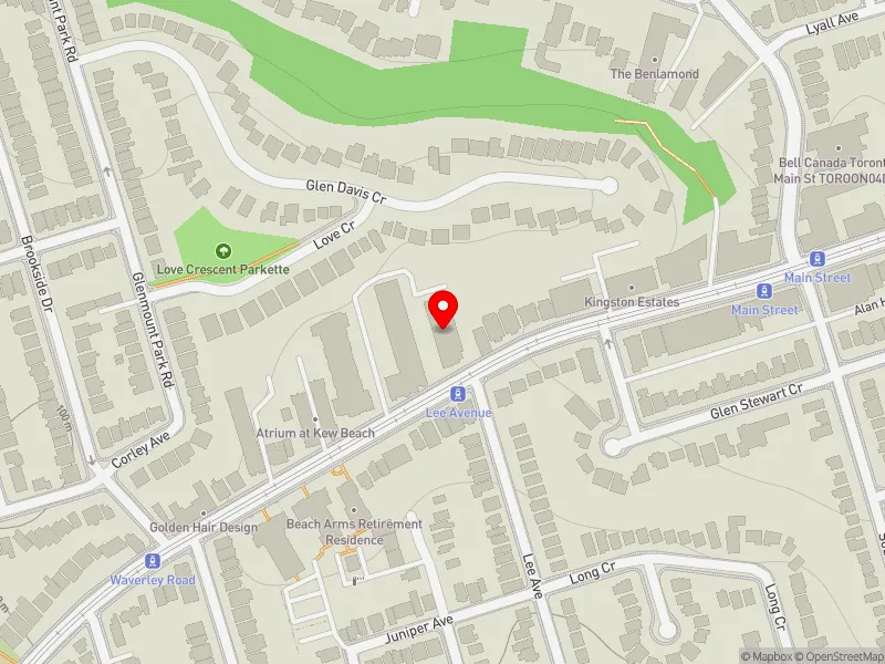 RentSafeTO apartment evaluation map view of 550 KINGSTON RD in Beaches-East York, Toronto