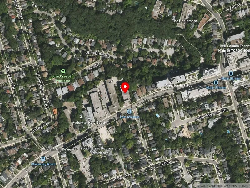 RentSafeTO apartment evaluation satellite view of 550 KINGSTON RD in Beaches-East York, Toronto