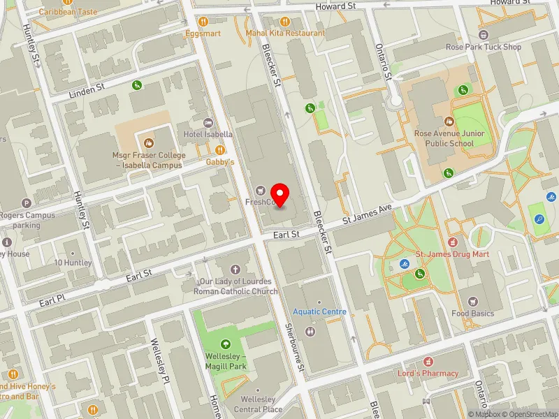 RentSafeTO apartment evaluation map view of 555 SHERBOURNE ST in Toronto Centre, Toronto