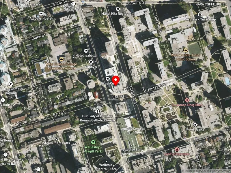 RentSafeTO apartment evaluation satellite view of 555 SHERBOURNE ST in Toronto Centre, Toronto