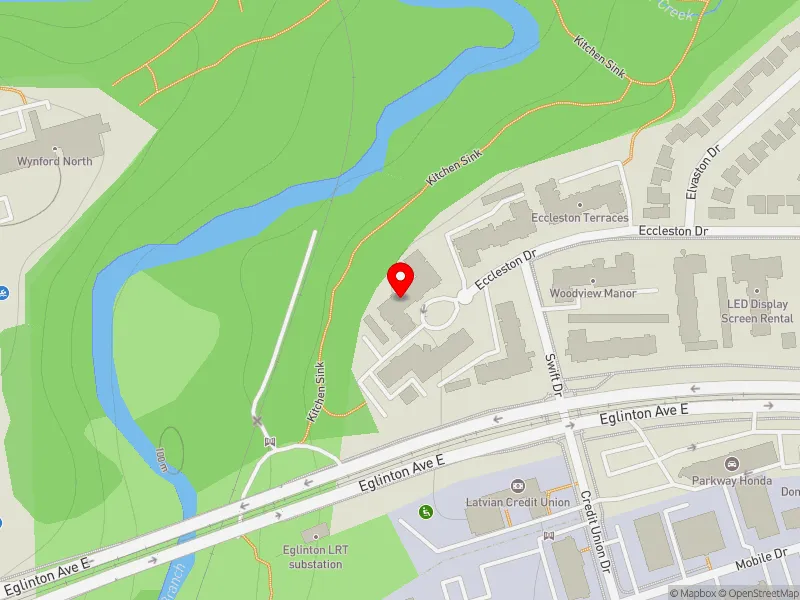 RentSafeTO apartment evaluation map view of 56 ECCLESTON DR in Don Valley East, Toronto