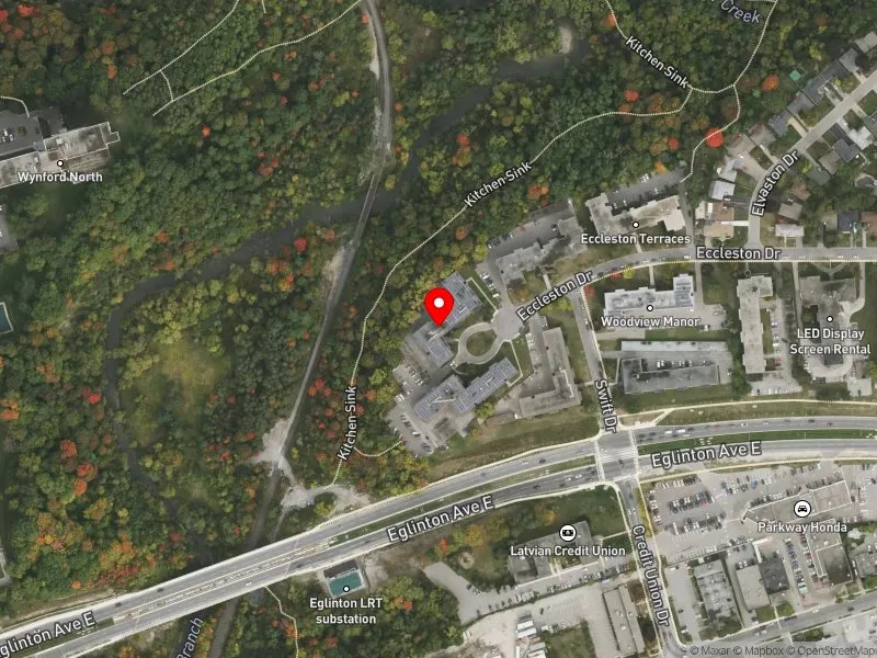 RentSafeTO apartment evaluation satellite view of 56 ECCLESTON DR in Don Valley East, Toronto