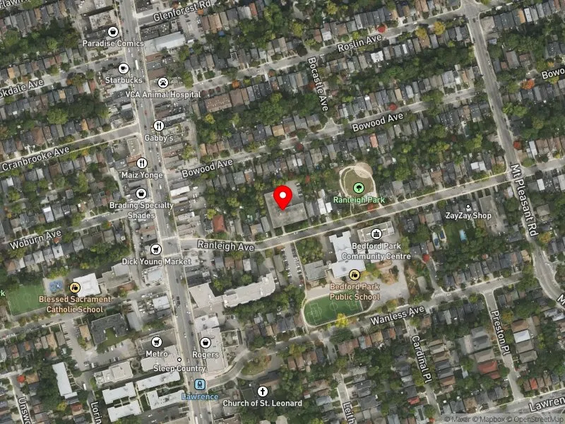 RentSafeTO apartment evaluation satellite view of 56 RANLEIGH AVE in Don Valley West, Toronto