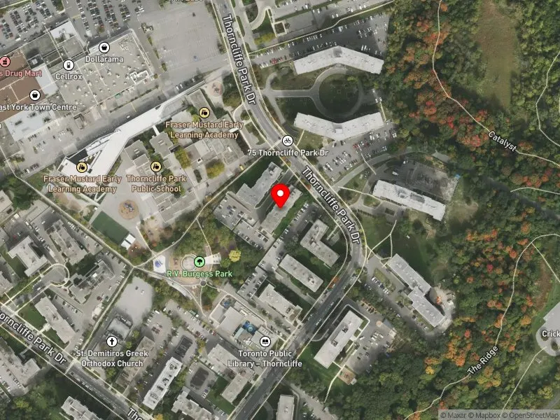 RentSafeTO apartment evaluation satellite view of 56 THORNCLIFFE PARK DR in Don Valley West, Toronto