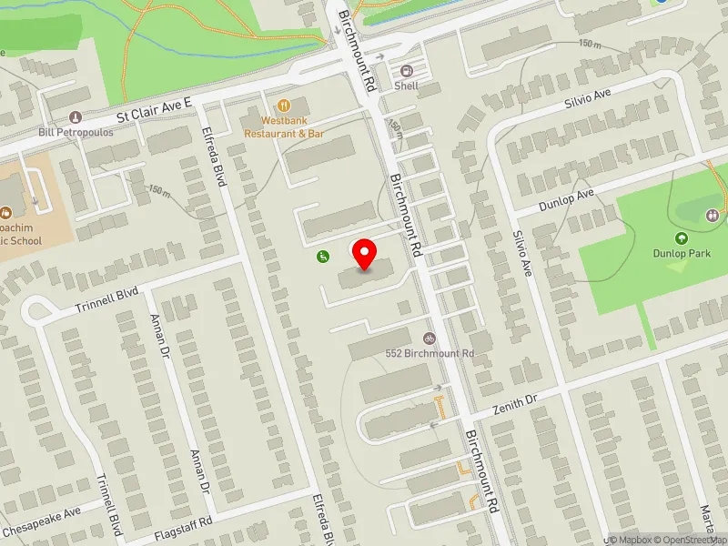 RentSafeTO apartment evaluation map view of 560 BIRCHMOUNT RD in Scarborough Southwest, Toronto
