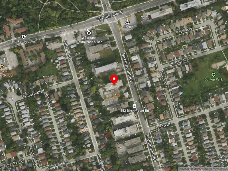 RentSafeTO apartment evaluation satellite view of 560 BIRCHMOUNT RD in Scarborough Southwest, Toronto