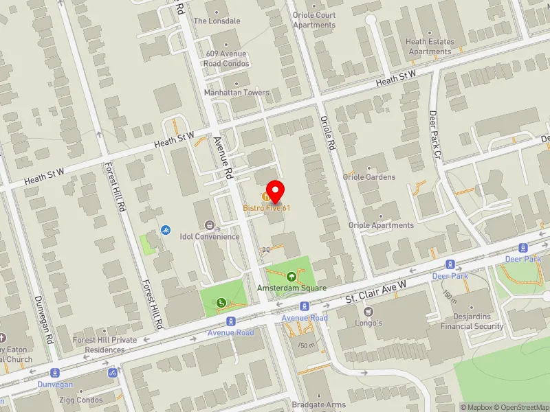 RentSafeTO apartment evaluation map view of 561 AVENUE RD in Toronto-St. Paul's, Toronto