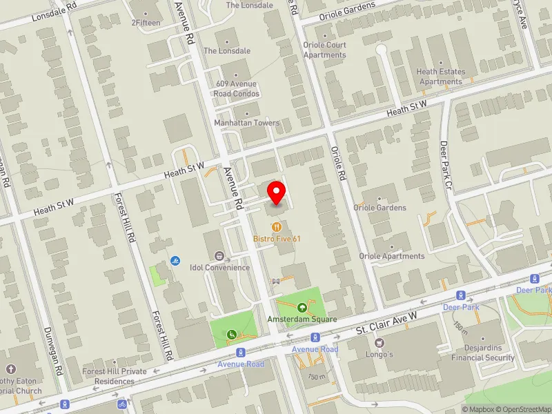 RentSafeTO apartment evaluation map view of 565 AVENUE RD in Toronto-St. Paul's, Toronto