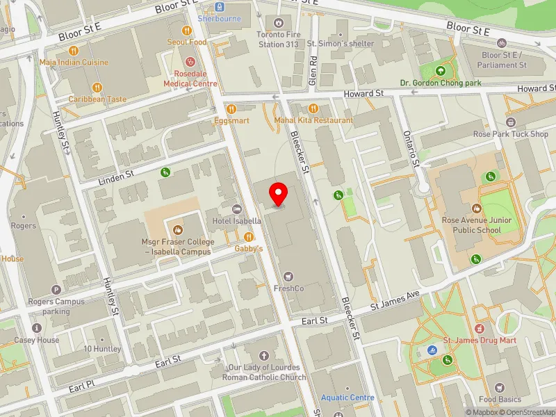 RentSafeTO apartment evaluation map view of 565 SHERBOURNE ST in Toronto Centre, Toronto