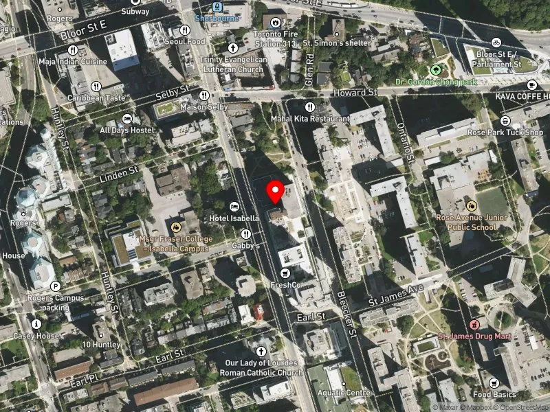 RentSafeTO apartment evaluation satellite view of 565 SHERBOURNE ST in Toronto Centre, Toronto