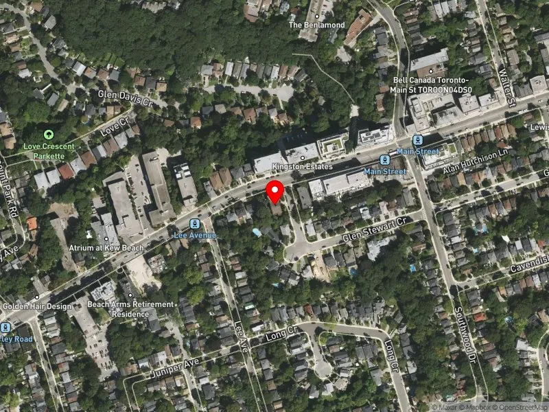 RentSafeTO apartment evaluation satellite view of 567 KINGSTON RD in Beaches-East York, Toronto
