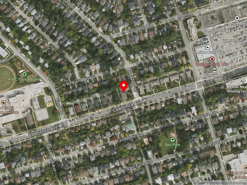 RentSafeTO apartment evaluation satellite view of 568 LAWRENCE AVE W in Eglinton-Lawrence, Toronto