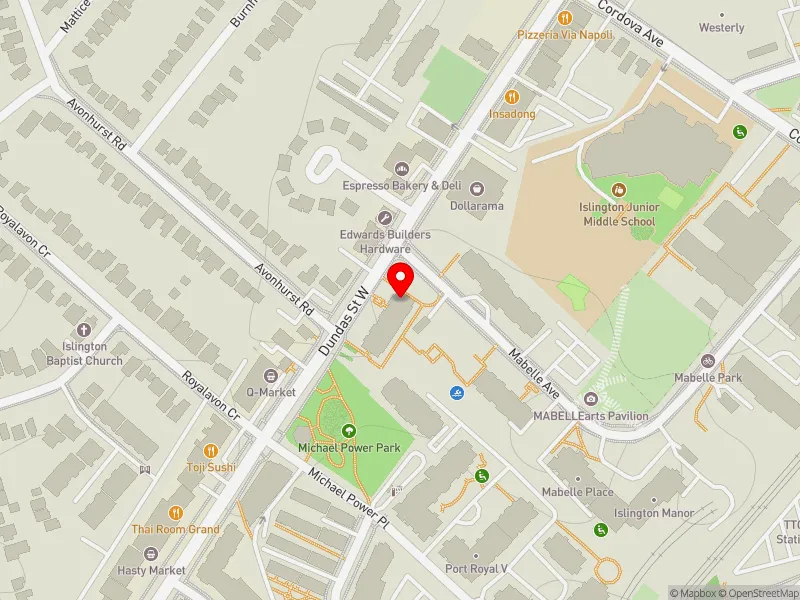 RentSafeTO apartment evaluation map view of 57 MABELLE AVE in Etobicoke-Lakeshore, Toronto