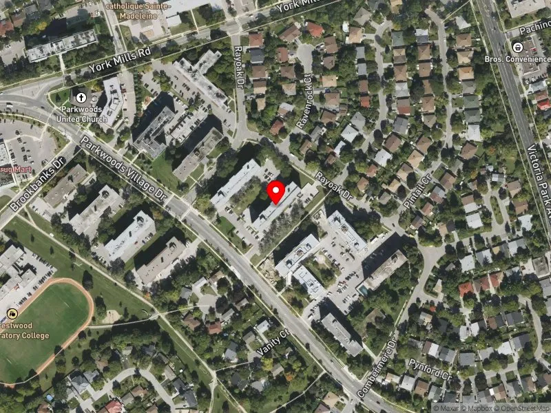RentSafeTO apartment evaluation satellite view of 57 PARKWOODS VILLAGE DR in Don Valley East, Toronto