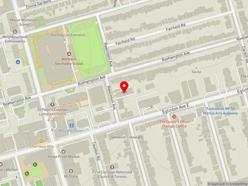 RentSafeTO apartment evaluation map view of 57 RAWLINSON AVE in Don Valley West, Toronto