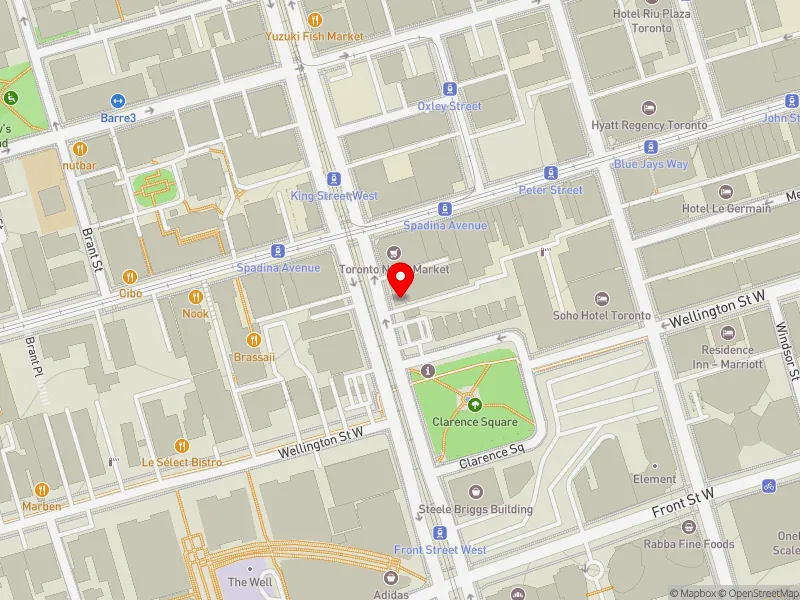RentSafeTO apartment evaluation map view of 57 SPADINA AVE in Spadina-Fort York, Toronto