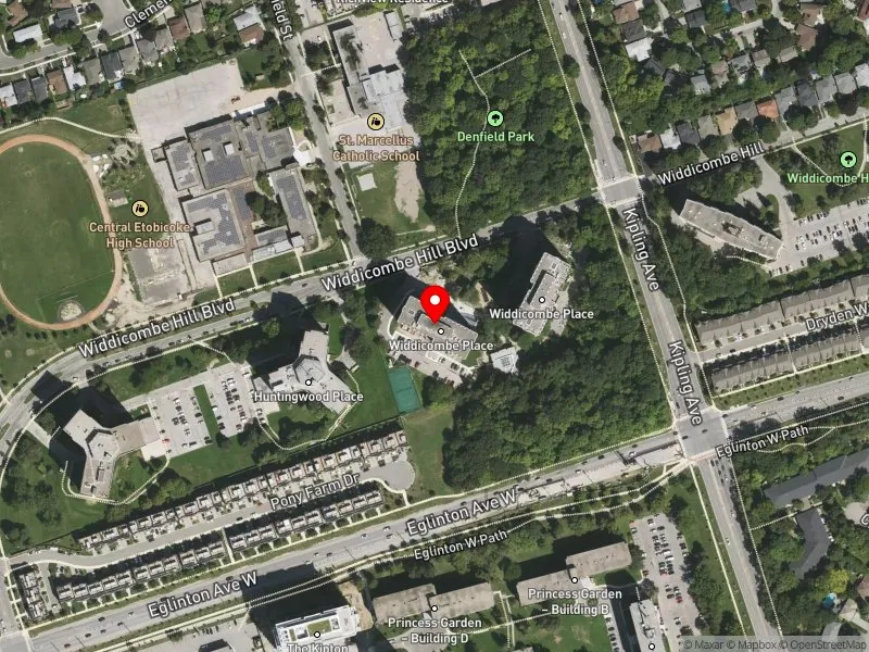 RentSafeTO apartment evaluation satellite view of 57 WIDDICOMBE HILL BLVD in Etobicoke Centre, Toronto
