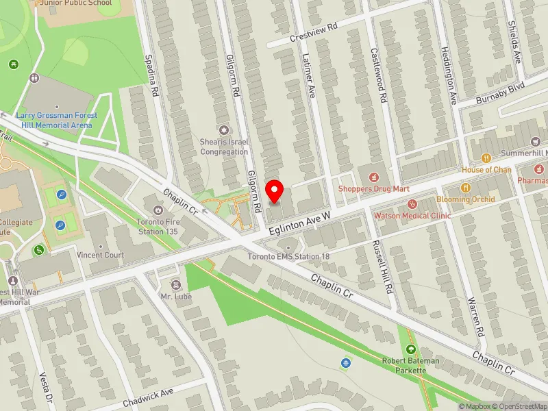 RentSafeTO apartment evaluation map view of 570 EGLINTON AVE W in Eglinton-Lawrence, Toronto
