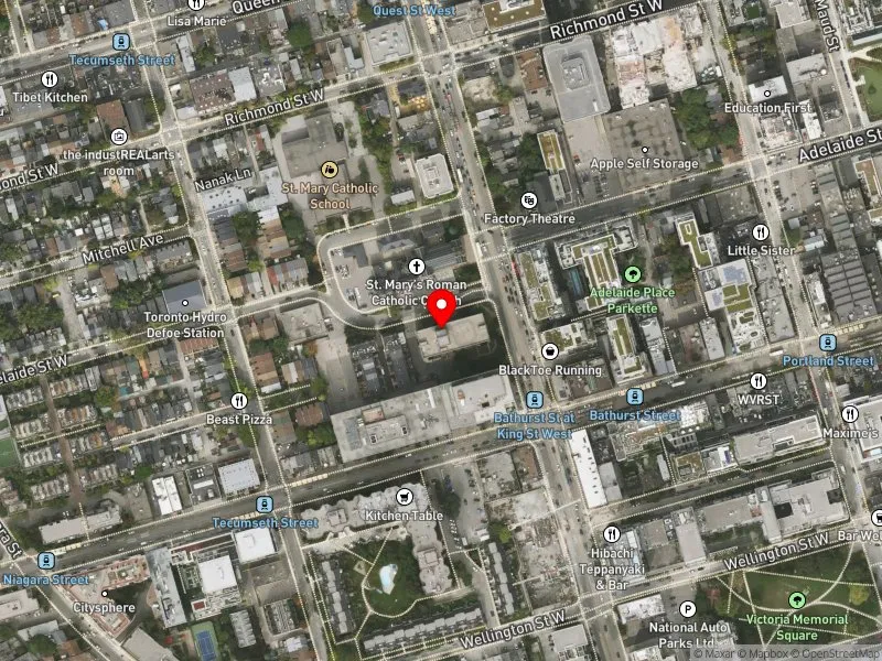 RentSafeTO apartment evaluation satellite view of 575 ADELAIDE ST W in Spadina-Fort York, Toronto
