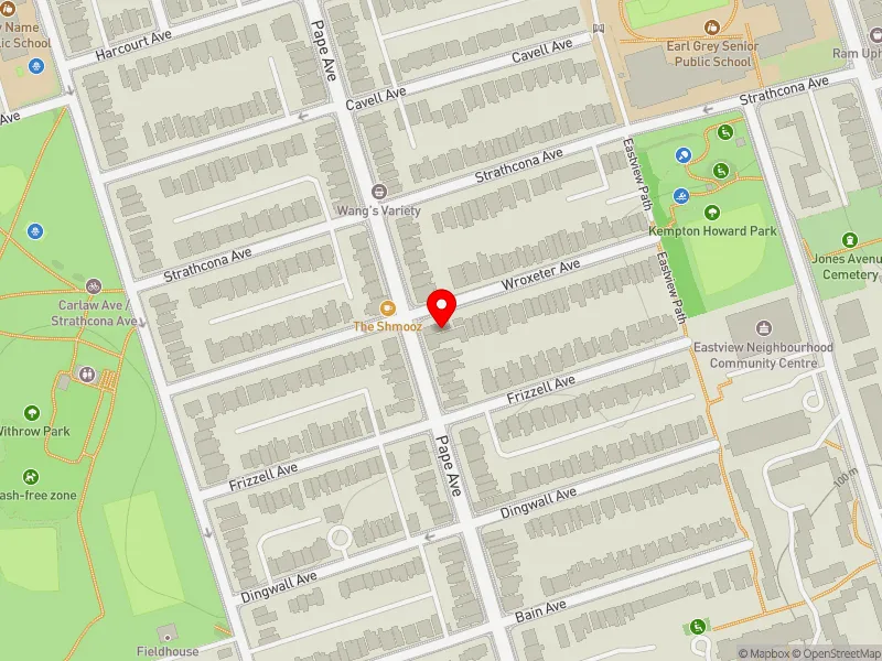 RentSafeTO apartment evaluation map view of 575 PAPE AVE in Toronto-Danforth, Toronto