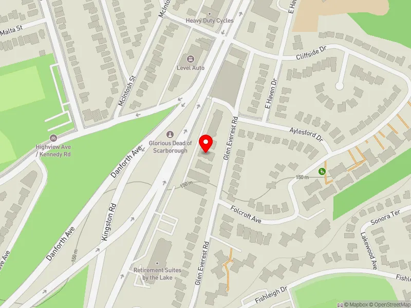 RentSafeTO apartment evaluation map view of 58 GLEN EVEREST RD in Scarborough Southwest, Toronto