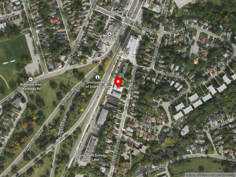 RentSafeTO apartment evaluation satellite view of 58 GLEN EVEREST RD in Scarborough Southwest, Toronto