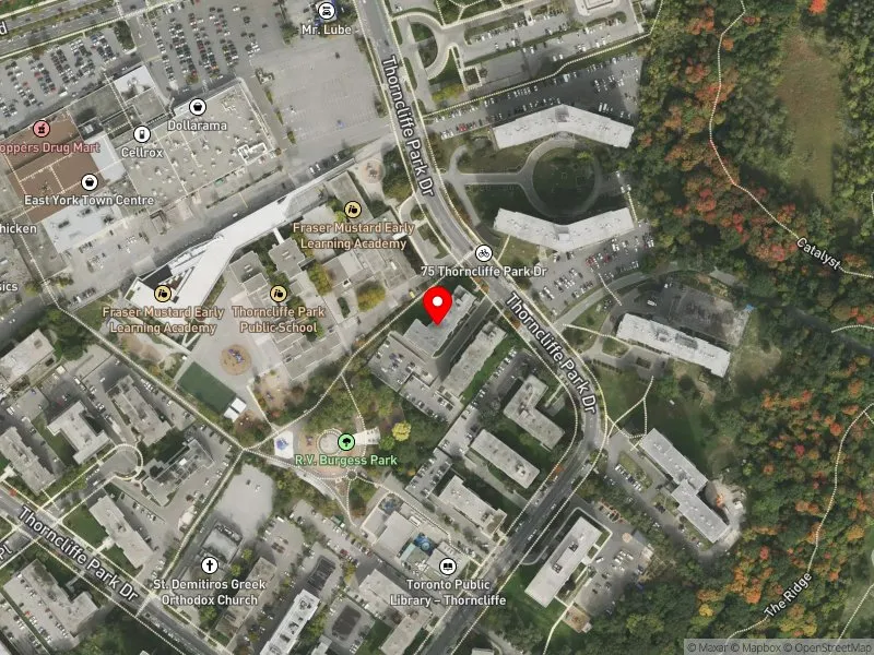 RentSafeTO apartment evaluation satellite view of 58 THORNCLIFFE PARK DR in Don Valley West, Toronto