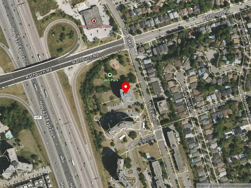 RentSafeTO apartment evaluation satellite view of 580 THE EAST MALL in Etobicoke Centre, Toronto