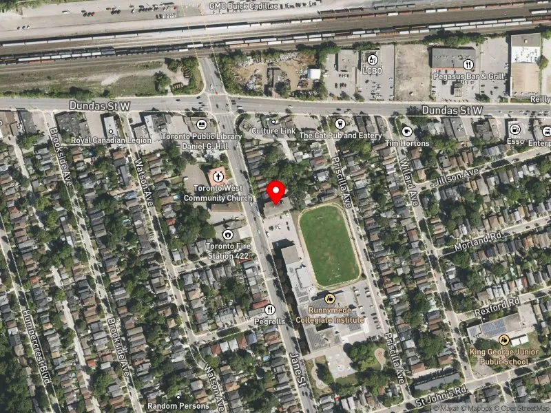 RentSafeTO apartment evaluation satellite view of 585 JANE ST in Parkdale-High Park, Toronto