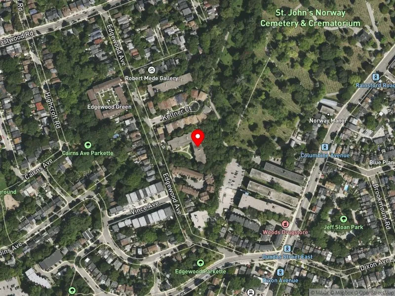 RentSafeTO apartment evaluation satellite view of 59 EDGEWOOD AVE in Beaches-East York, Toronto