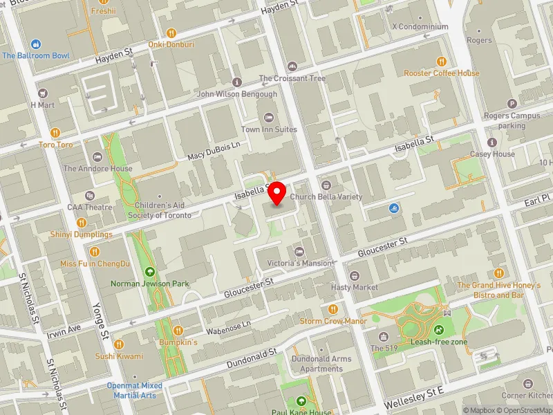 RentSafeTO apartment evaluation map view of 59 ISABELLA ST in Toronto Centre, Toronto