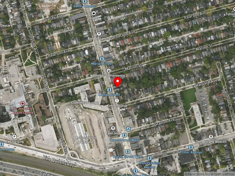 RentSafeTO apartment evaluation satellite view of 59 RONCESVALLES AVE in Parkdale-High Park, Toronto