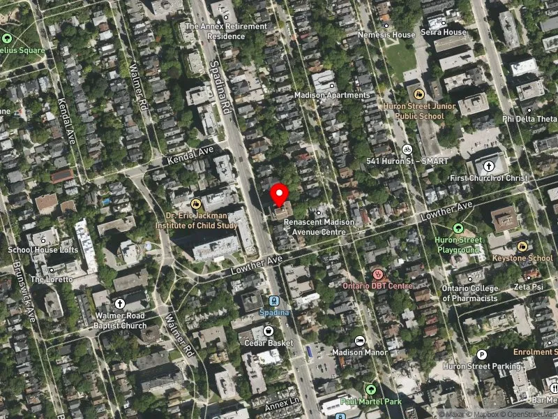 RentSafeTO apartment evaluation satellite view of 59 SPADINA RD in University-Rosedale, Toronto