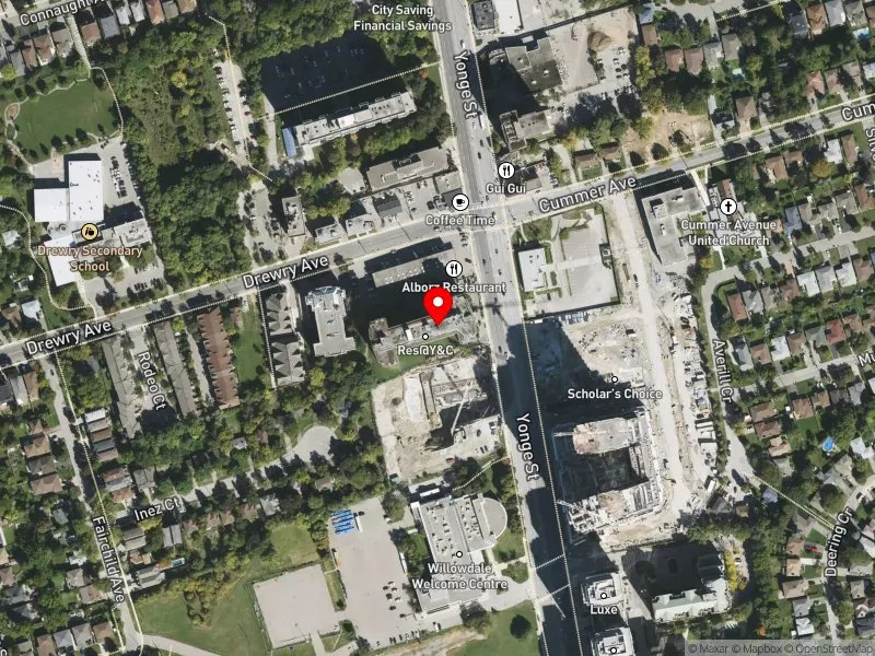 RentSafeTO apartment evaluation satellite view of 5900 YONGE ST in Willowdale, Toronto