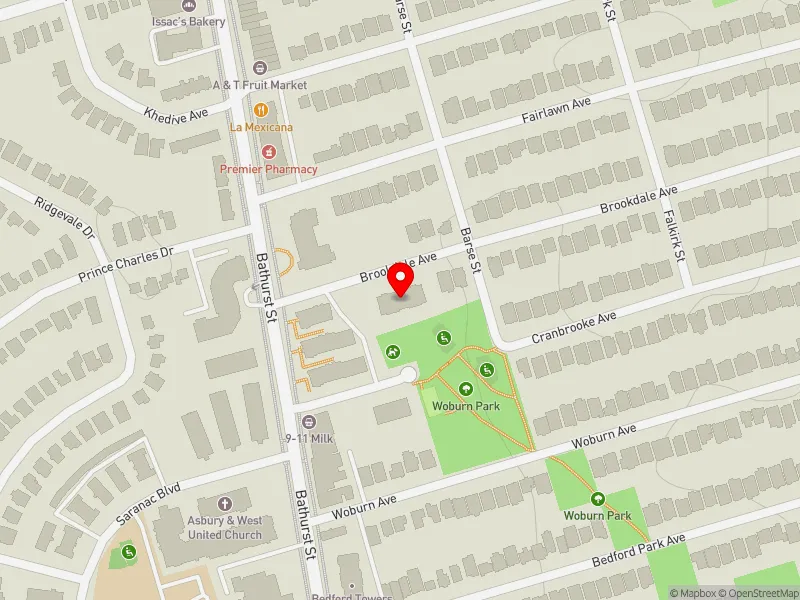 RentSafeTO apartment evaluation map view of 595 BROOKDALE AVE in Eglinton-Lawrence, Toronto
