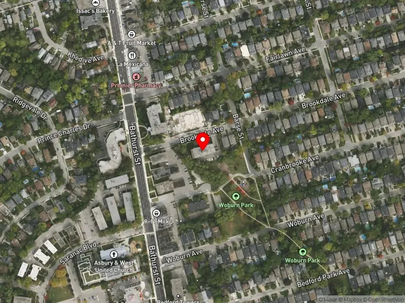 RentSafeTO apartment evaluation satellite view of 595 BROOKDALE AVE in Eglinton-Lawrence, Toronto