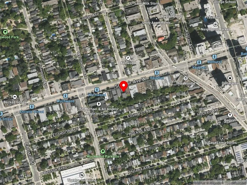 RentSafeTO apartment evaluation satellite view of 595 ST CLAIR AVE W in Toronto-St. Paul's, Toronto
