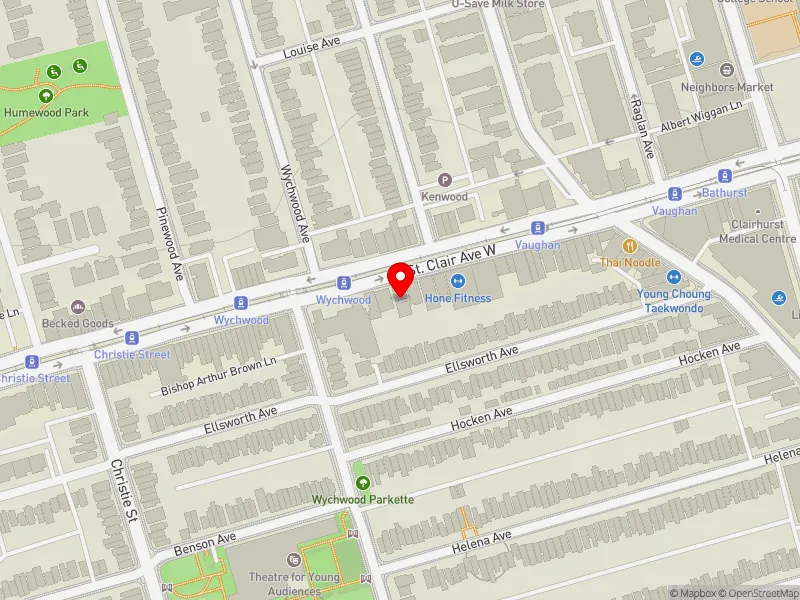 RentSafeTO apartment evaluation map view of 599 ST CLAIR AVE W in Toronto-St. Paul's, Toronto