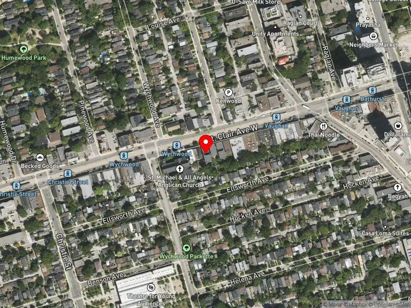 RentSafeTO apartment evaluation satellite view of 599 ST CLAIR AVE W in Toronto-St. Paul's, Toronto
