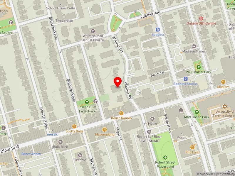 RentSafeTO apartment evaluation map view of 6-10 WALMER RD in University-Rosedale, Toronto