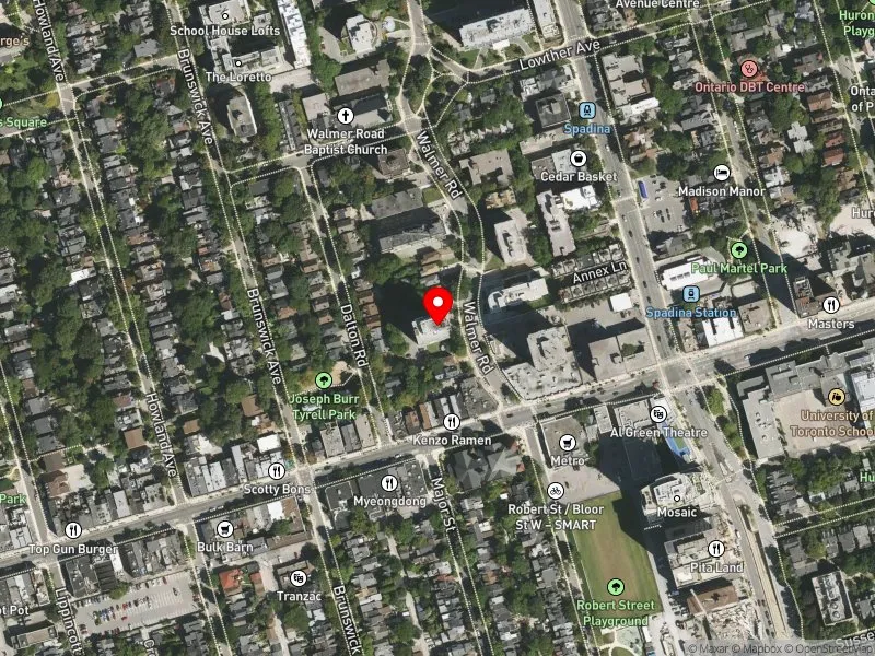 RentSafeTO apartment evaluation satellite view of 6-10 WALMER RD in University-Rosedale, Toronto