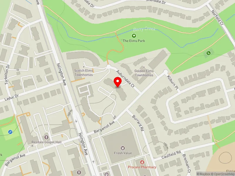 RentSafeTO apartment evaluation map view of 6 AUBURNDALE CRT in Etobicoke North, Toronto