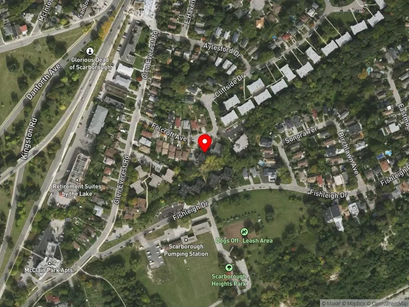 RentSafeTO apartment evaluation satellite view of 6 FOLCROFT AVE in Scarborough Southwest, Toronto