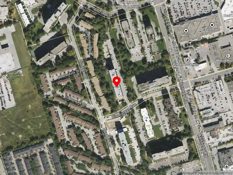 RentSafeTO apartment evaluation satellite view of 6 GLAMORGAN AVE in Scarborough Centre, Toronto
