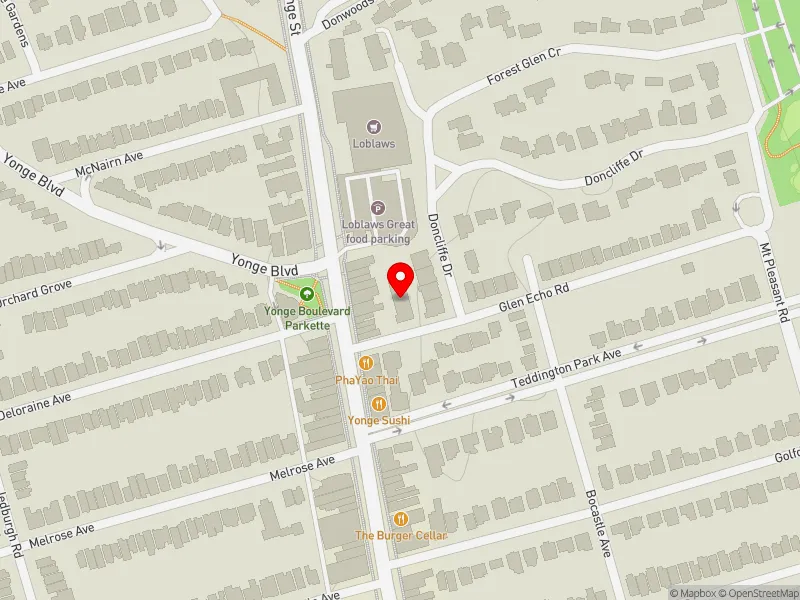 RentSafeTO apartment evaluation map view of 6 GLEN ECHO RD in Don Valley West, Toronto