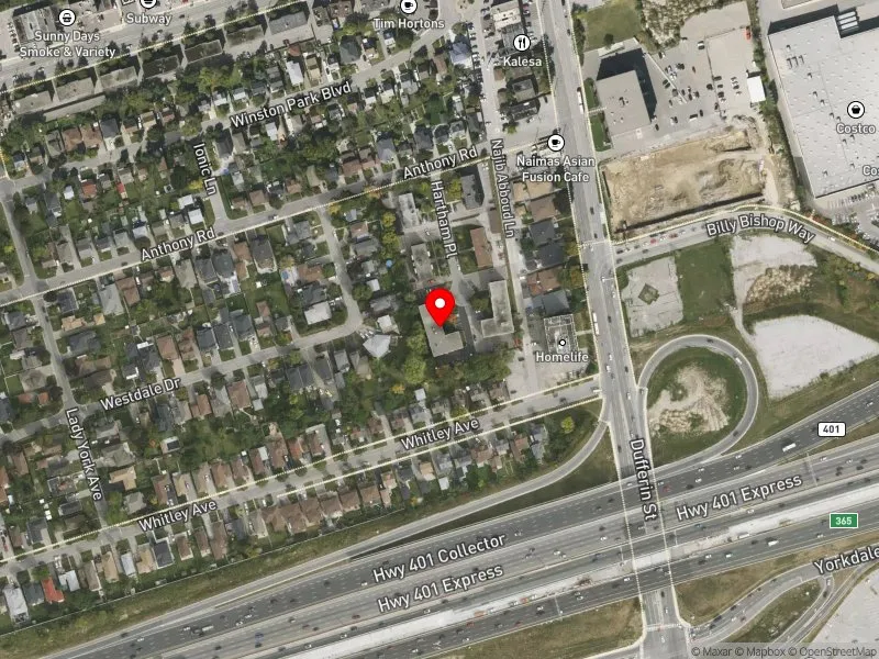RentSafeTO apartment evaluation satellite view of 6 HARTHAM PL in York Centre, Toronto