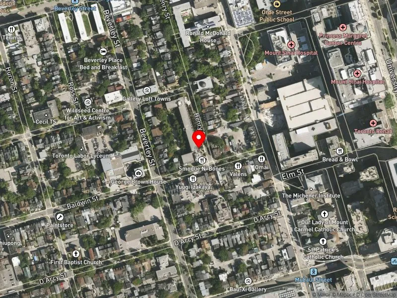 RentSafeTO apartment evaluation satellite view of 6 HENRY ST in University-Rosedale, Toronto