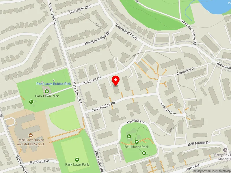 RentSafeTO apartment evaluation map view of 6 HILL HEIGHTS RD in Etobicoke-Lakeshore, Toronto